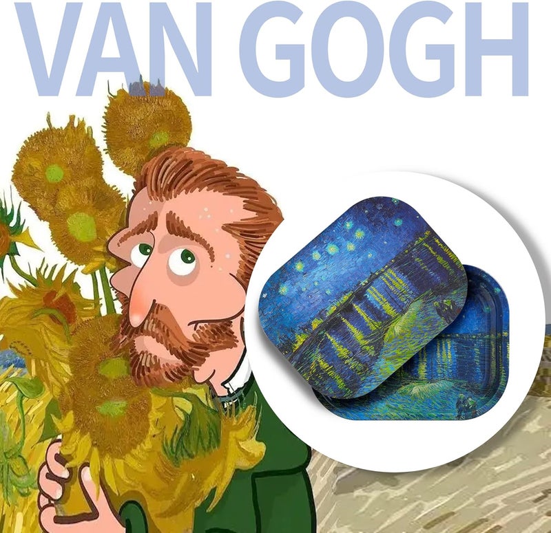 PYSEA Premium Metal Decorative Tray with PVC Soft Magnetic Lid, Van Gogh Art Small Tray, Perfect Storage for Home or On-The-Go, 7'' X 5.5'' - Image 5